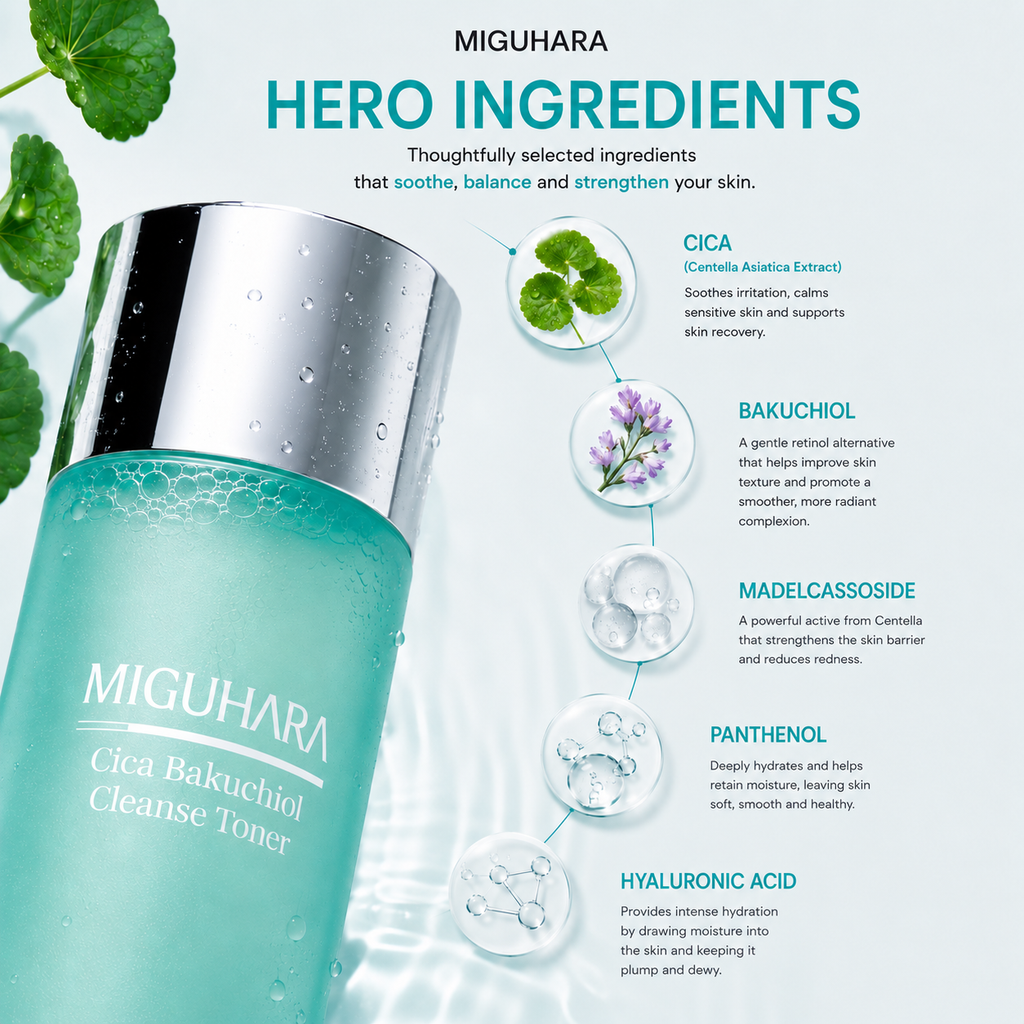 MIGUHARA Cica Bakuchiol Cleanse Toner (120ml)